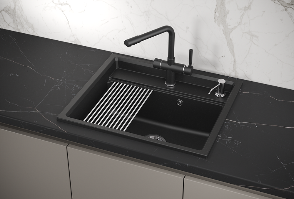 Кухонная мойка GRANULA Kitchen Space (6003, ШВАРЦ)