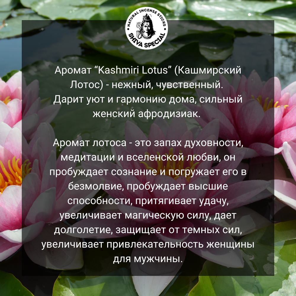 KASHMIRI LOTUS индийские благовония-палочки (Shiva Special)
