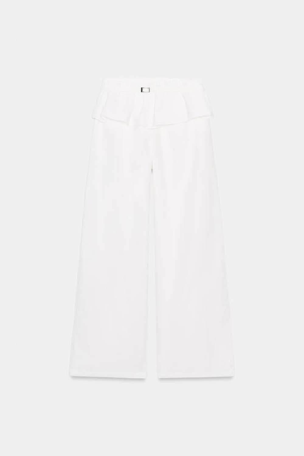 ZARA БРЮКИ ИЗ НЕЙЛОНА С НАКЛАДНЫМ ПОЯСОМ, БЕЛЫЙ