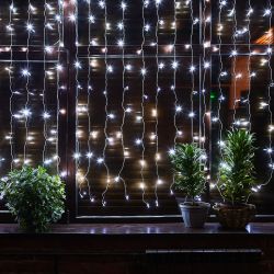 ULD-C3020-264-TTK WHITE IP44 Занавес светодиодный с эффектом мерцания. 3х2м. 264 светодиода. Белый свет. Провод прозрачный. TM Uniel