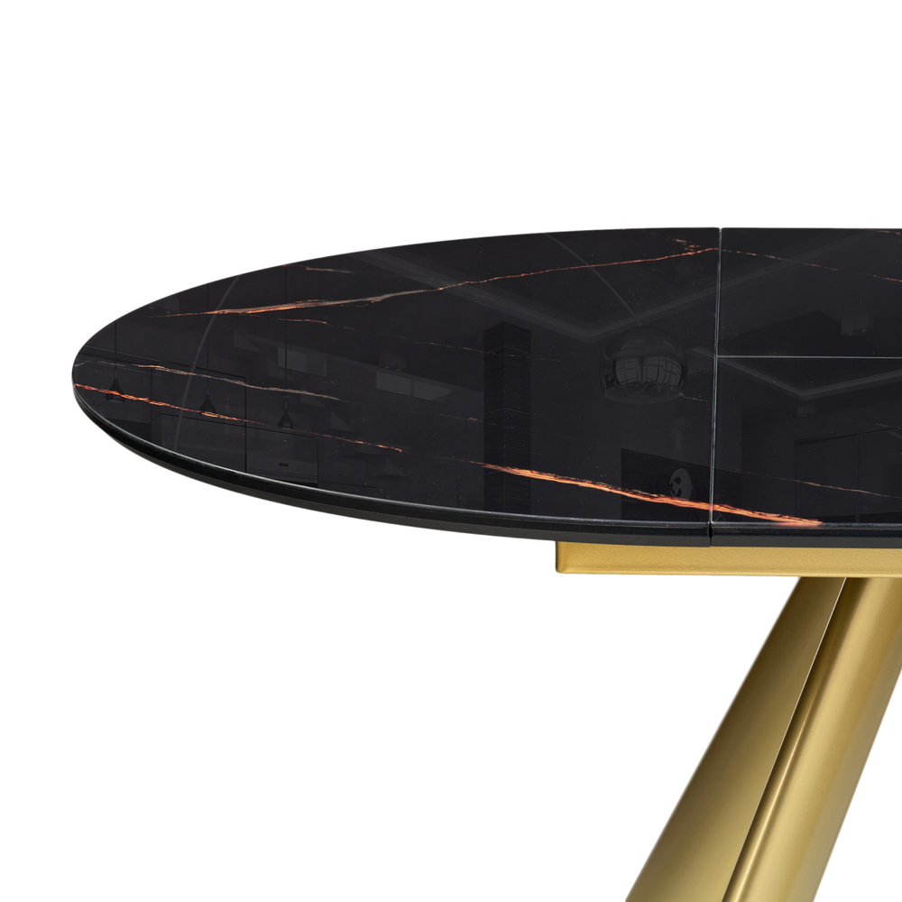 Стол стеклянный Woodville Галвестон 100х76 обсидиан, черный, золото