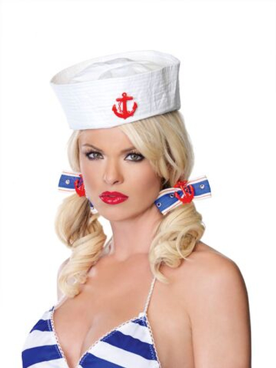 Заколка для волос с красным якорем (Цвет: синий с белым)