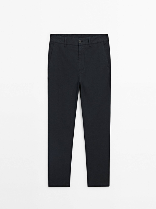 Massimo Dutti Зауженные брюки из твила, темно-синий