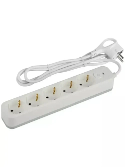 Сетевой фильтр Intro SFE515-W с базовой защитой с заземлением с выключателем 5 розеток 1,5м 10А белый / удлинитель сетевой 1.5м