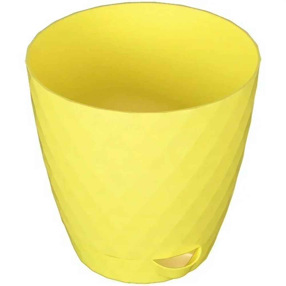 Горшок для цветов пластиковый 1л d-13,5см «Румба» с поддоном лимон