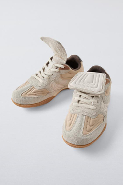 ZARA КРОССОВКИ С ЯЗЫЧКОМ, БЕЖЕВЫЙ