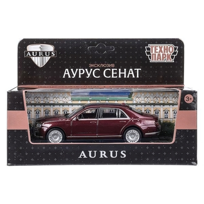 Модель ин. мет. "Аупус Сенат" 13,5см, двери, багаж, бордовый, коробка SENAT-13-VIN (72) (Технопарк)