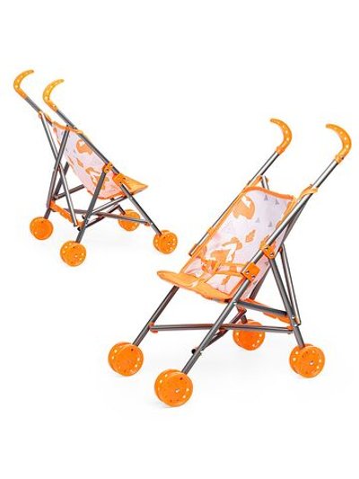 Коляска кукольная складная, трость, оранжевая (CS7917S)