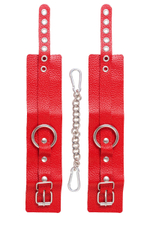 Красные мягкие кожаные оковы с люверсами