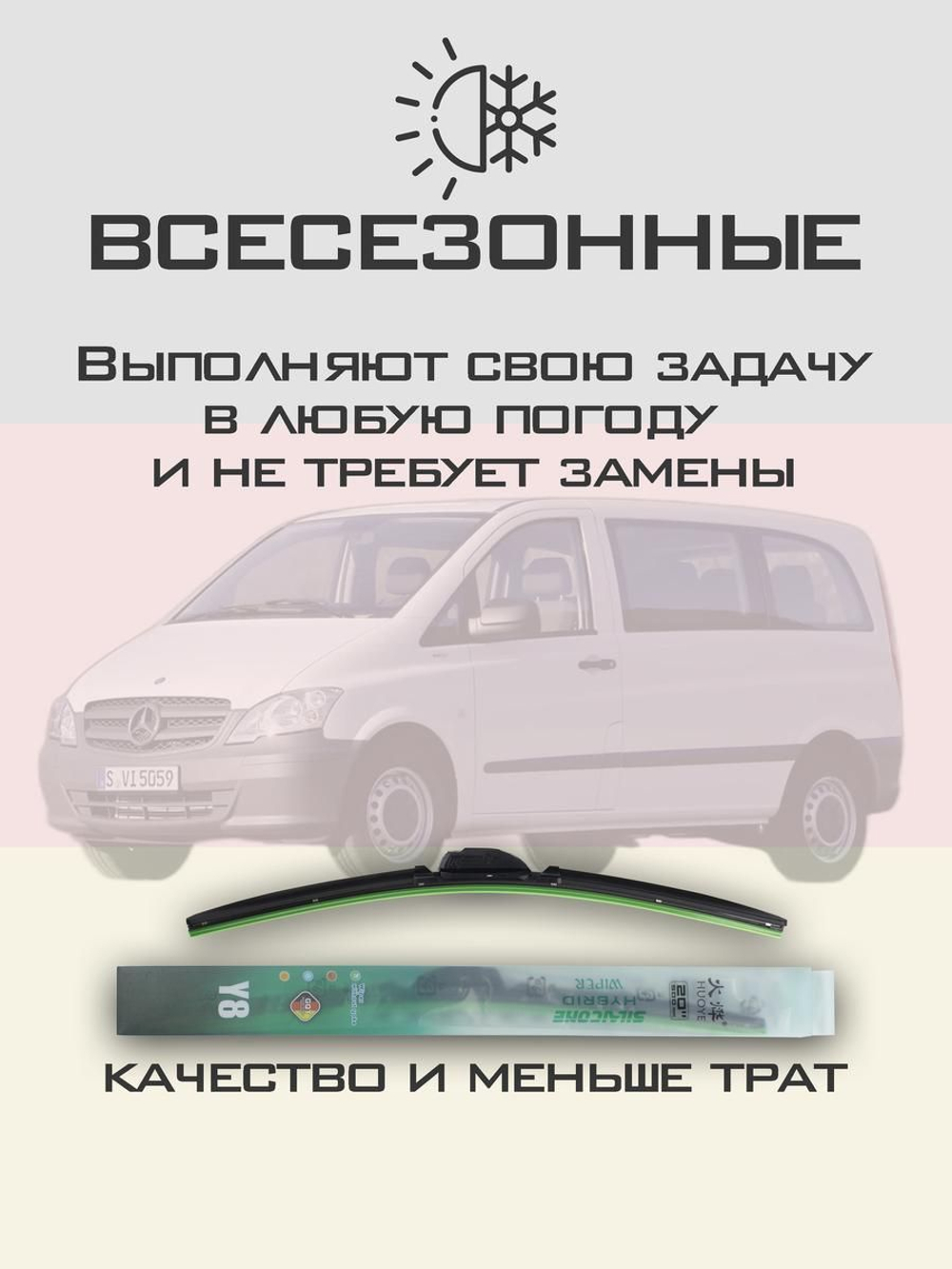 Щетки стеклоочистителя HUOYE Y8 700/650 мм на MercedesBenz Vito | Pinch tab