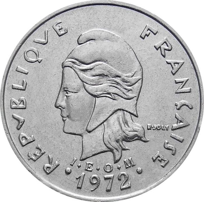 20 франков 1972 Новая Каледония XF