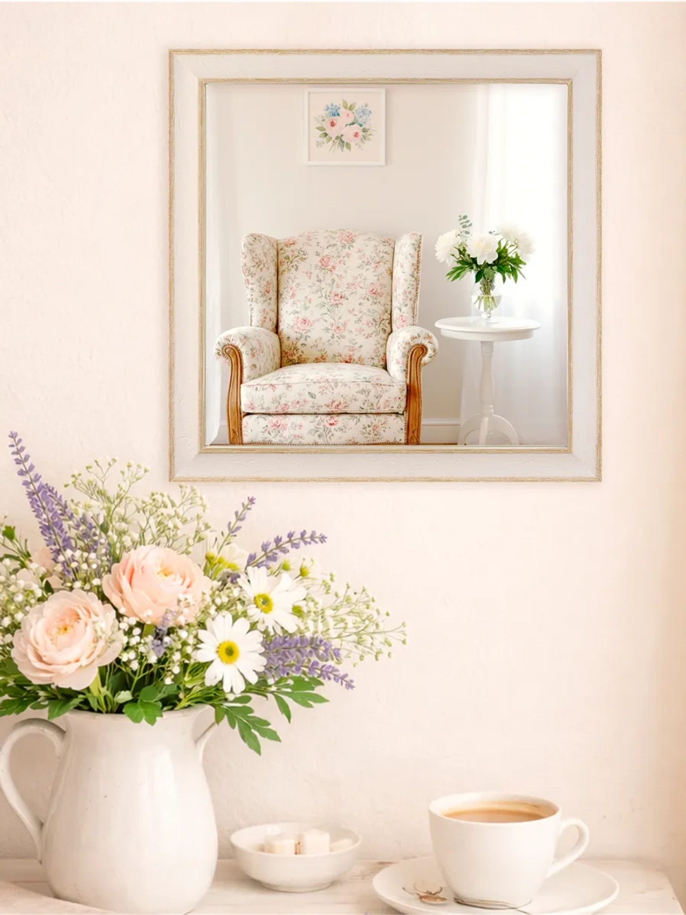 Миниатюрное настенное зеркало в раме 32*32 см