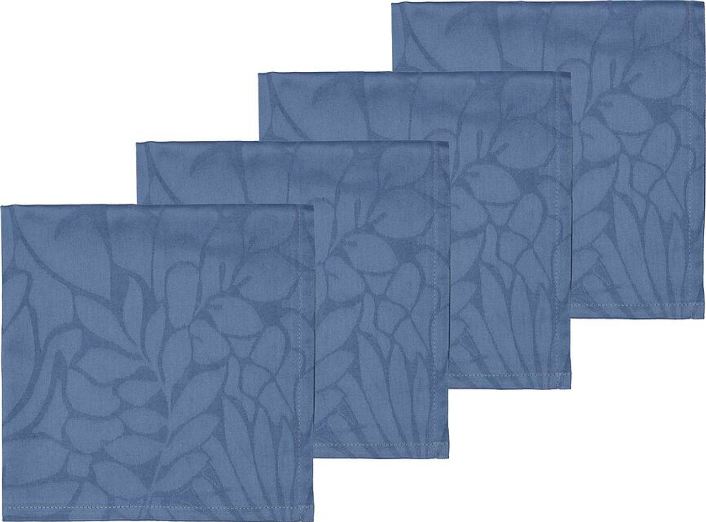 Набор тканевых салфеток S dahl Serwetki Abstract Leaves Damask, 4 шт., хлопок, 45 45 см, синяя