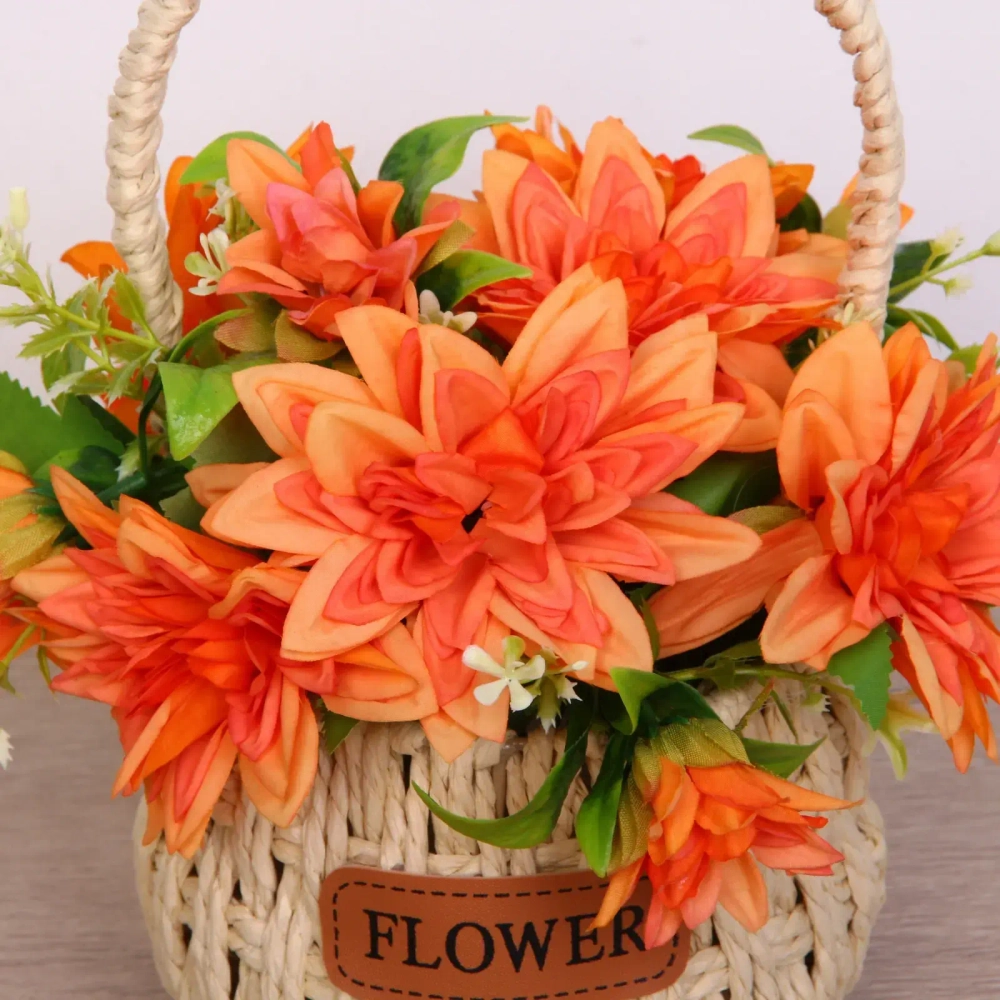 Цветочная композиция «Весенняя мелодия» 13*26см в корзинке оранжевый цвет