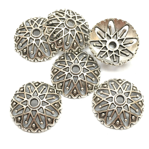 Шапочки для бусин 20х6 мм, под серебро