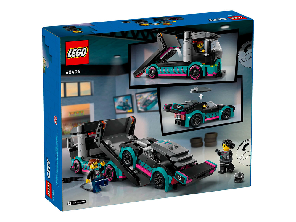 LEGO City 60406 «Гоночный автомобиль и автовоз» — доставка болида к старту