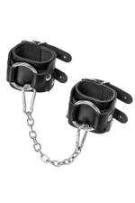Черные кожаные наручники-браслеты с двумя ремешками