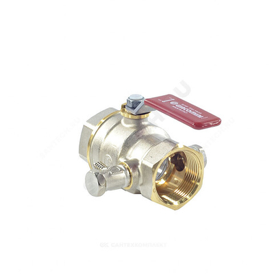 Кран шаровой DADO латунь со спускником R910S никель Ду 50 Ру42 ВР 2" рычаг красный полнопроходной со спускником Giacomini R910SX008