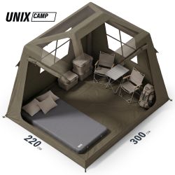 Надувная палатка UNIX Camp Vega 3х2 зеленый (+ навес)