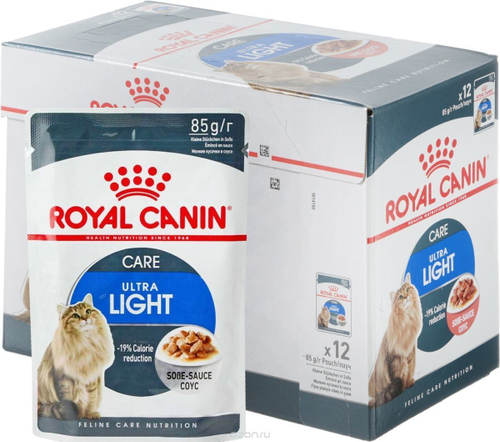 Влажный корм Royal Canin Ultra Light для кошек склонных к полноте, в соусе, 12 шт x 85 г