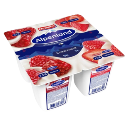 Йогурт Alpenland Клубника/Малина 7,5% 95 гр