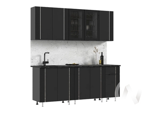 Кухня Виктория 2;0м (графит/пластер блэк/кастилло темный)