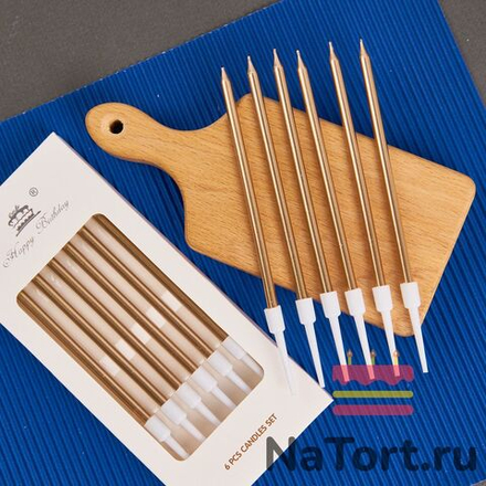 Набор свечей для торта «Happy Birthday, 6 в 1», бронзовый металлик