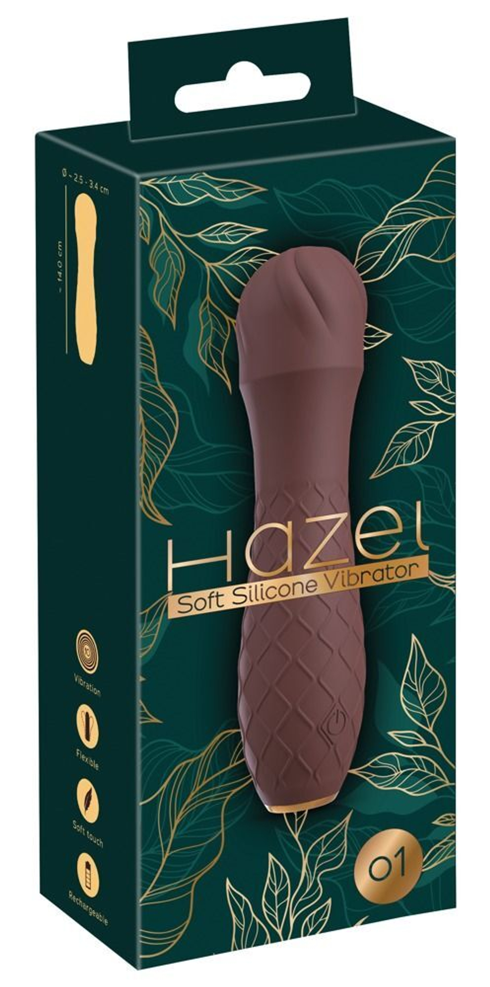 Коричневый вибратор-жезл Hazel 01 - 14 см. (Цвет: коричневый)