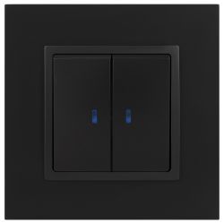 Выключатель ЭРА Elegance 14-1105-05 двойной с подсветкой 10АХ-250В IP20 антрацит | Эра Elegance