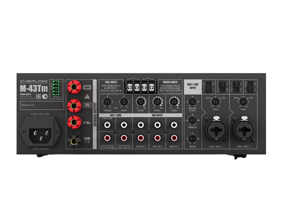 CVGAUDIO M-43Tm профессиональный микшер-усилитель, мощность 40W/100V