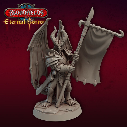 Grand Alliance Chaos Beasts of Chaos Banner Bearer Драконорожденный миниатюра для dnd, днд, pathfinder, фентези, Настольная игра, НРИ, Варгейм, РПГ