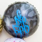 Шар (18''/46 см) Круг, С ДР, Бро (граффити), Черный, 1 шт.