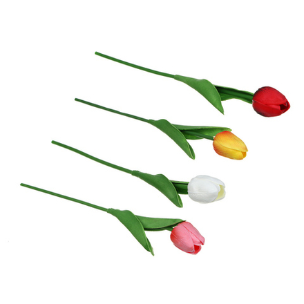 LADECOR Цветок искусственный тюльпан, 32 см, PU, пластик, железная проволока, 4 цвета