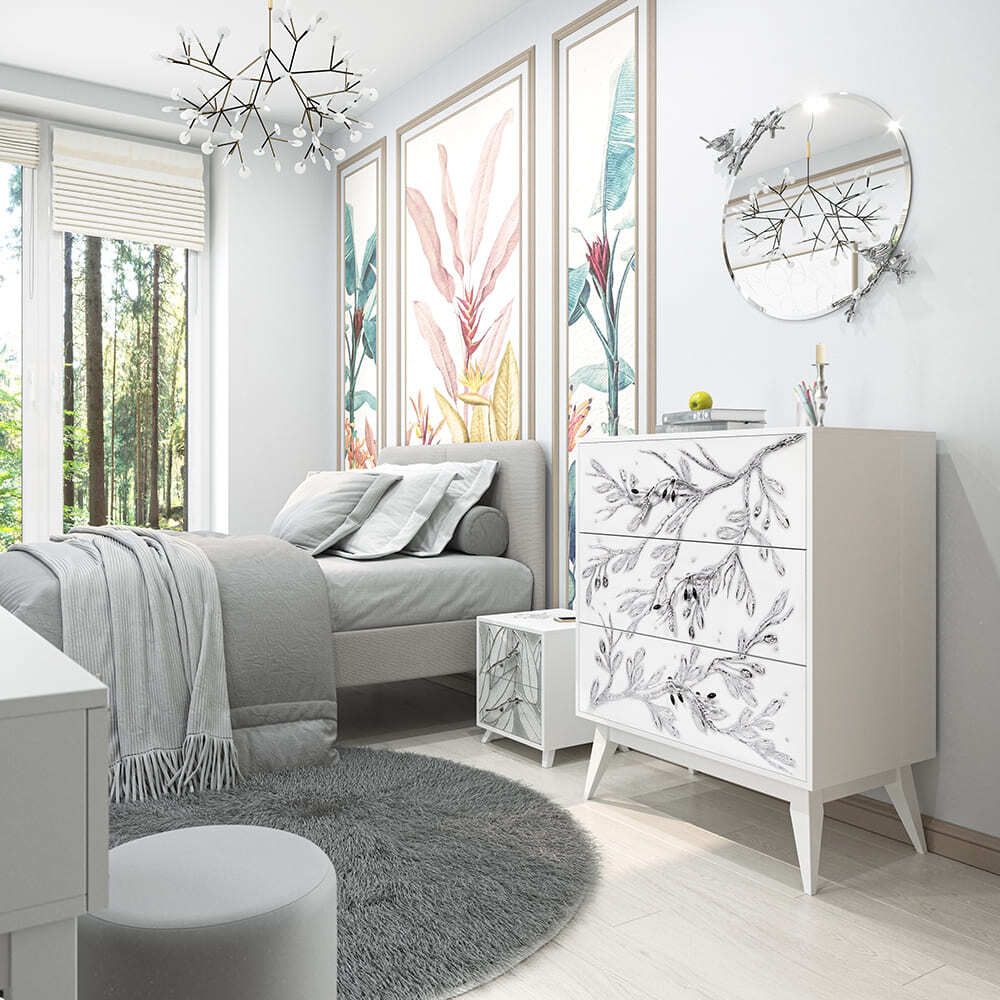 Ручка мебельная скоба Oliva Branch (Олива Бранч) правая Античное серебро