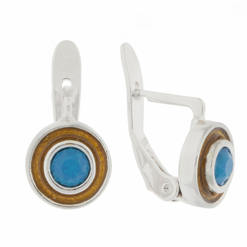 "Мансо" серьги в родиевом покрытии из коллекции "Мариот" от Jenavi  с английским замком