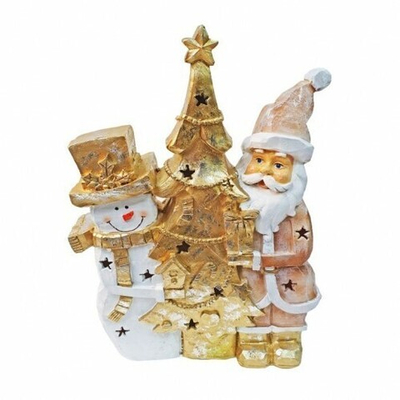 Фигурка светильник Дед мороз с елочкой и снеговиком 46см