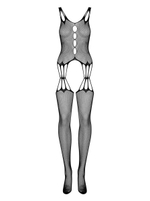 Эффектный боди-комбинезон с имитацией чулок и вырезами (Размер: XL-XXL) (Цвет: черный)