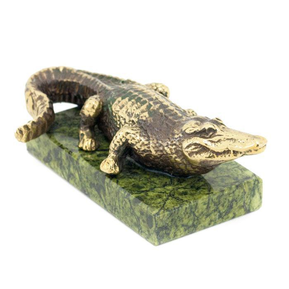 Статуэтка "Крокодил" большой бронза змеевик G 116156