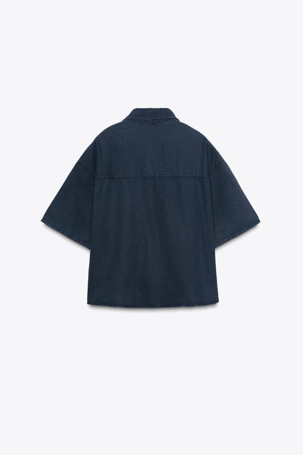 ZARA РУБАШКА ИЗ ЛЬНА И ХЛОПКА, СИНИЙ