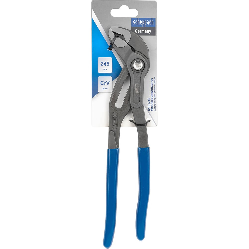 Пассатижи переставные сантехнические с кнопкой фиксации Scheppach Cr-V 245мм, на блистере Sch-613U245(60322)