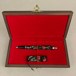 Набор "Ландыши и гвоздики" флешка и ручка Parker с ручной росписью Палех в футляре