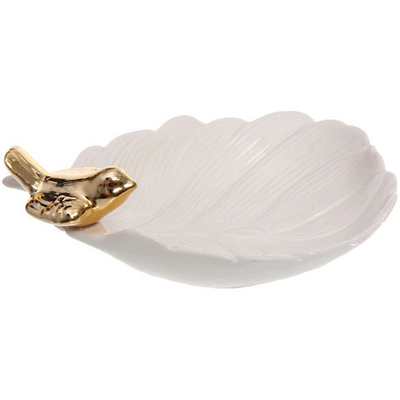 Подставка керамическая «GOLD Podarok», листик, цвет белый, 14,5*12см (упаковка индив. пленка)