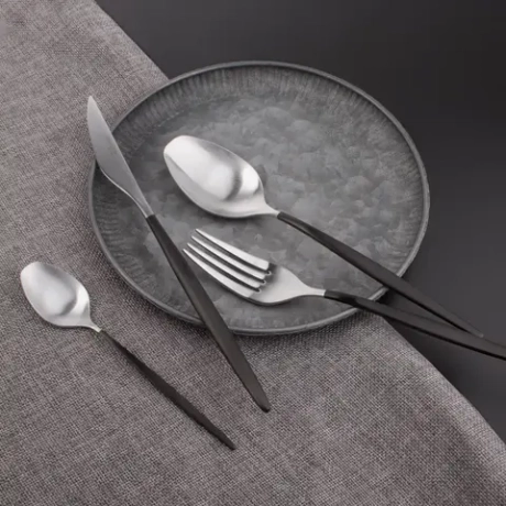 Набор столовых приборов 24 предмета на 6 персон Cristema Rabat матовая сталь/черный