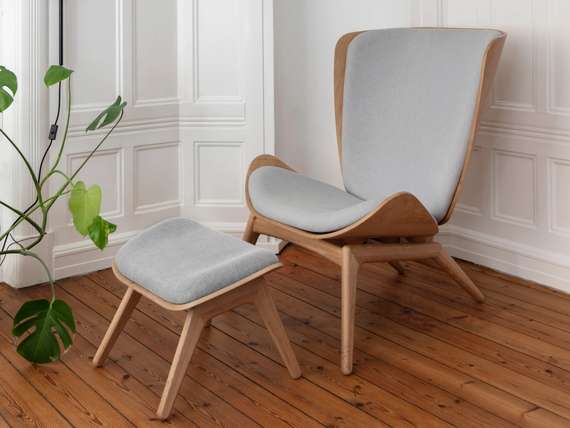 Кресло Umage The Reader, темный дуб с серой обивкой