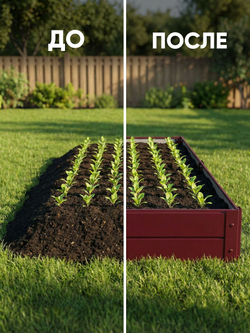 Грядка Ивановская 1х3 метра, борт 20см Красный (RAL 3005), (сборка: саморезы)