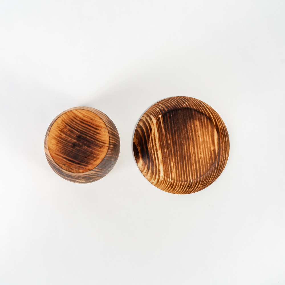 Деревянный пивной набор из сибирского кедра с блюдцем NC34