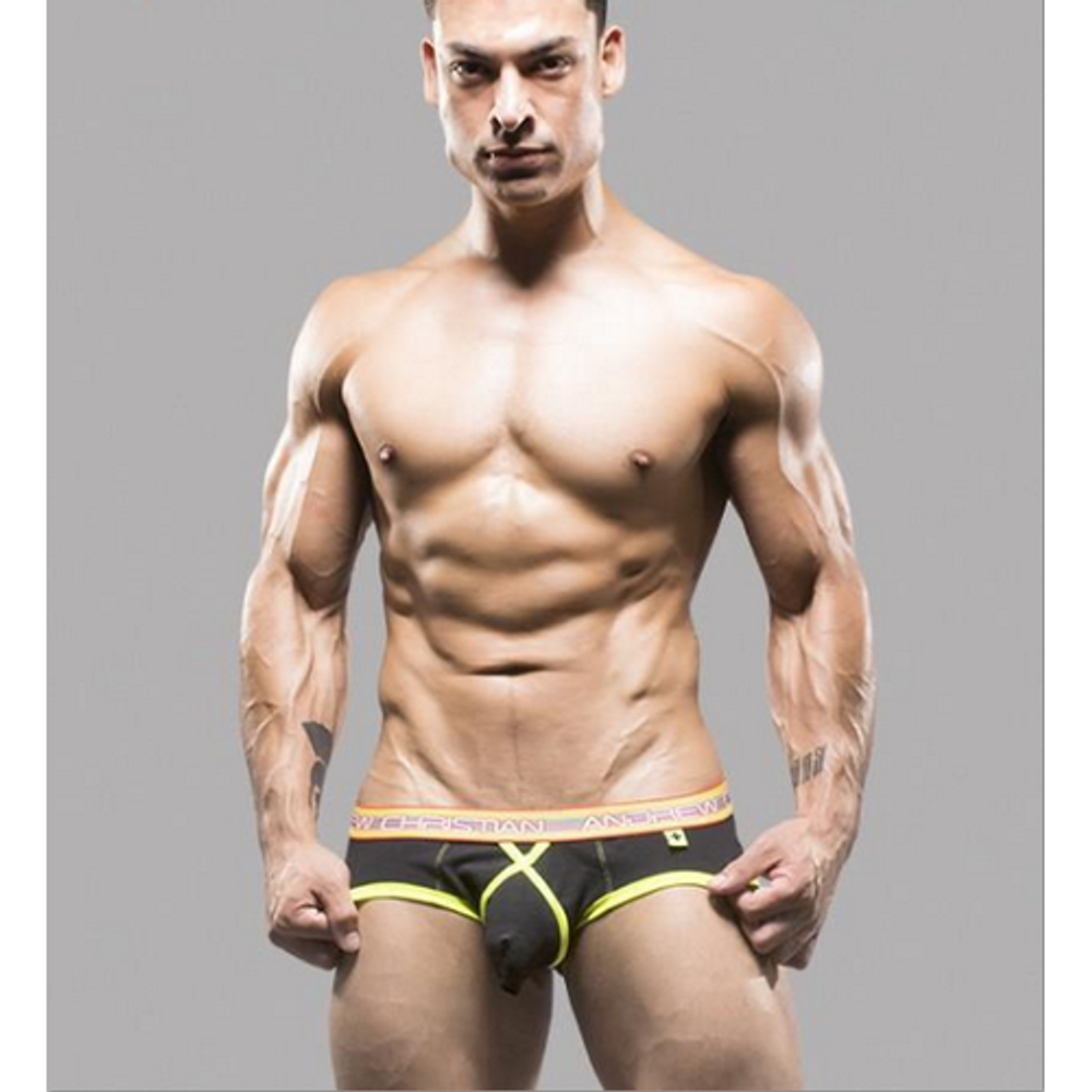 Мужские трусы брифы черные Andrew Christian Glow Elastic Push Briefs BLACK  AC9635
