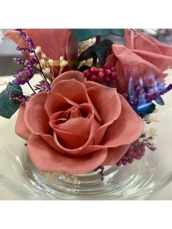 натуральные кустовые розы в стекле, вакуум*