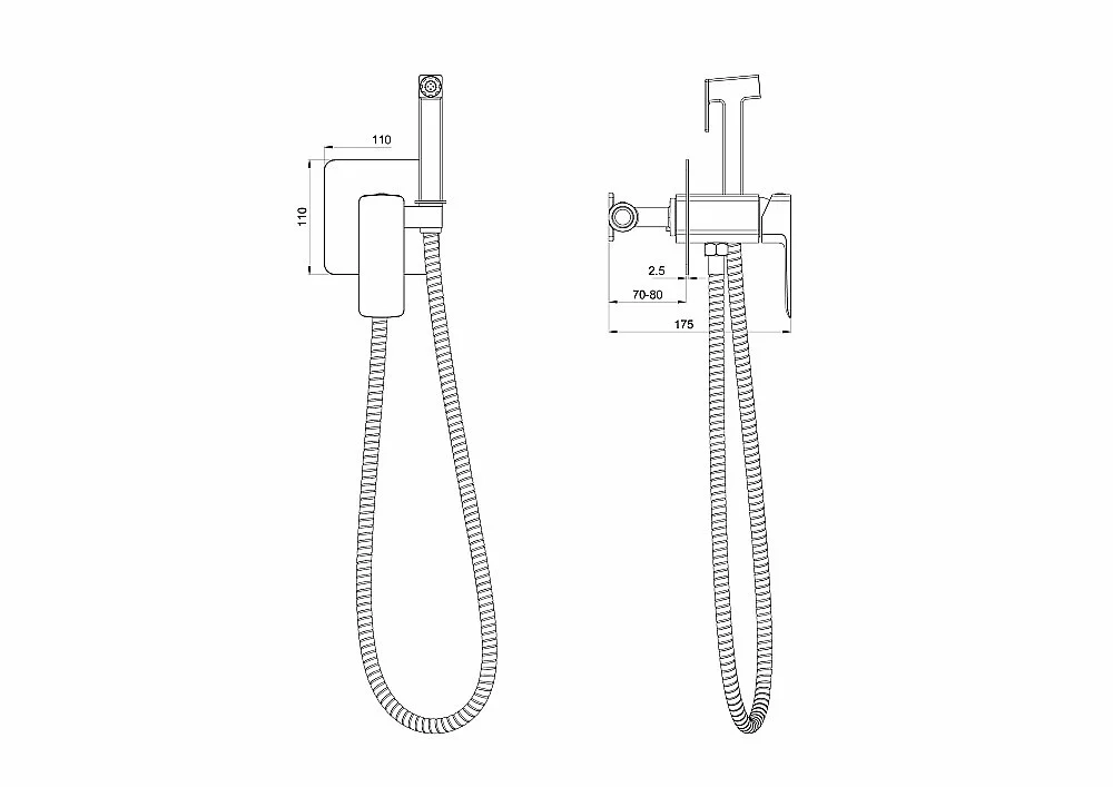 Гигиенический душ со смесителем встраиваемый WONZON & WOGHAND EDGE WW-88829003-MB черный матовый