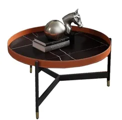 Журнальный столик Doppio Ø80х40 см, черная керамика